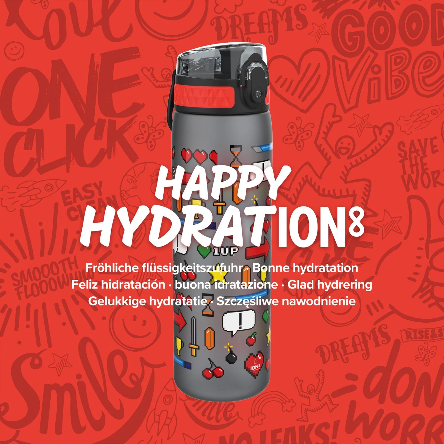 Water Bottles Ion8 Leak Proof Slim Water Bottle, BPA Free, Gamer, 600ml 7 Water Bottles Ion8 Leak Proof Slim Water Bottle, BPA Free, Gamer, 600ml