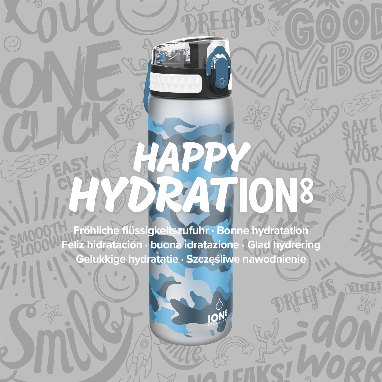 Ion8 Leak Proof Slim Water Bottle, BPA Free, Camouflage, 600ml 7 Ion8 Leak Proof Slim Water Bottle, BPA Free, Camouflage, 600ml