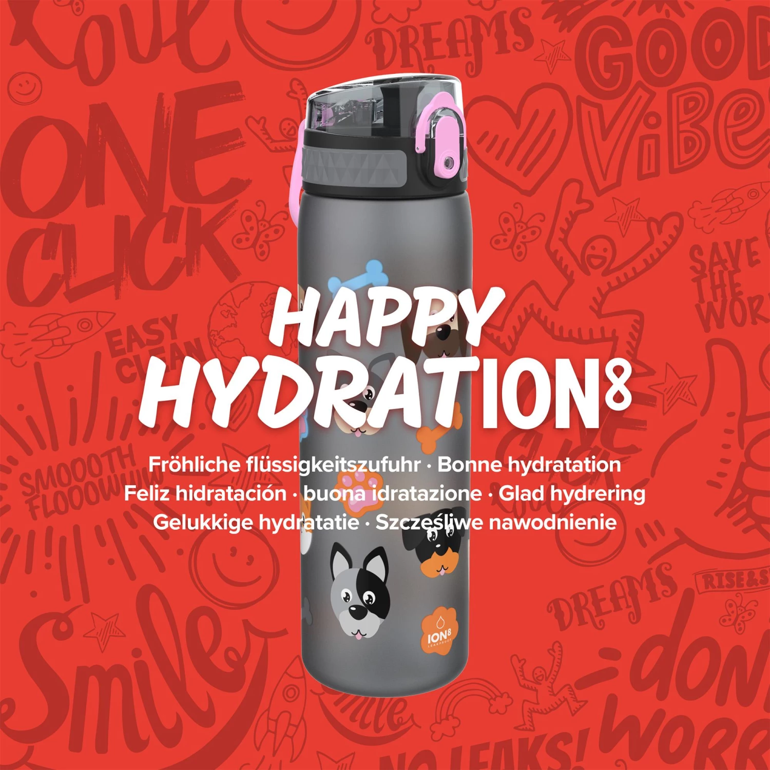 Ion8 Leak Proof Slim Water Bottle, BPA Free, Dogs, 600ml 7 Ion8 Leak Proof Slim Water Bottle, BPA Free, Dogs, 600ml