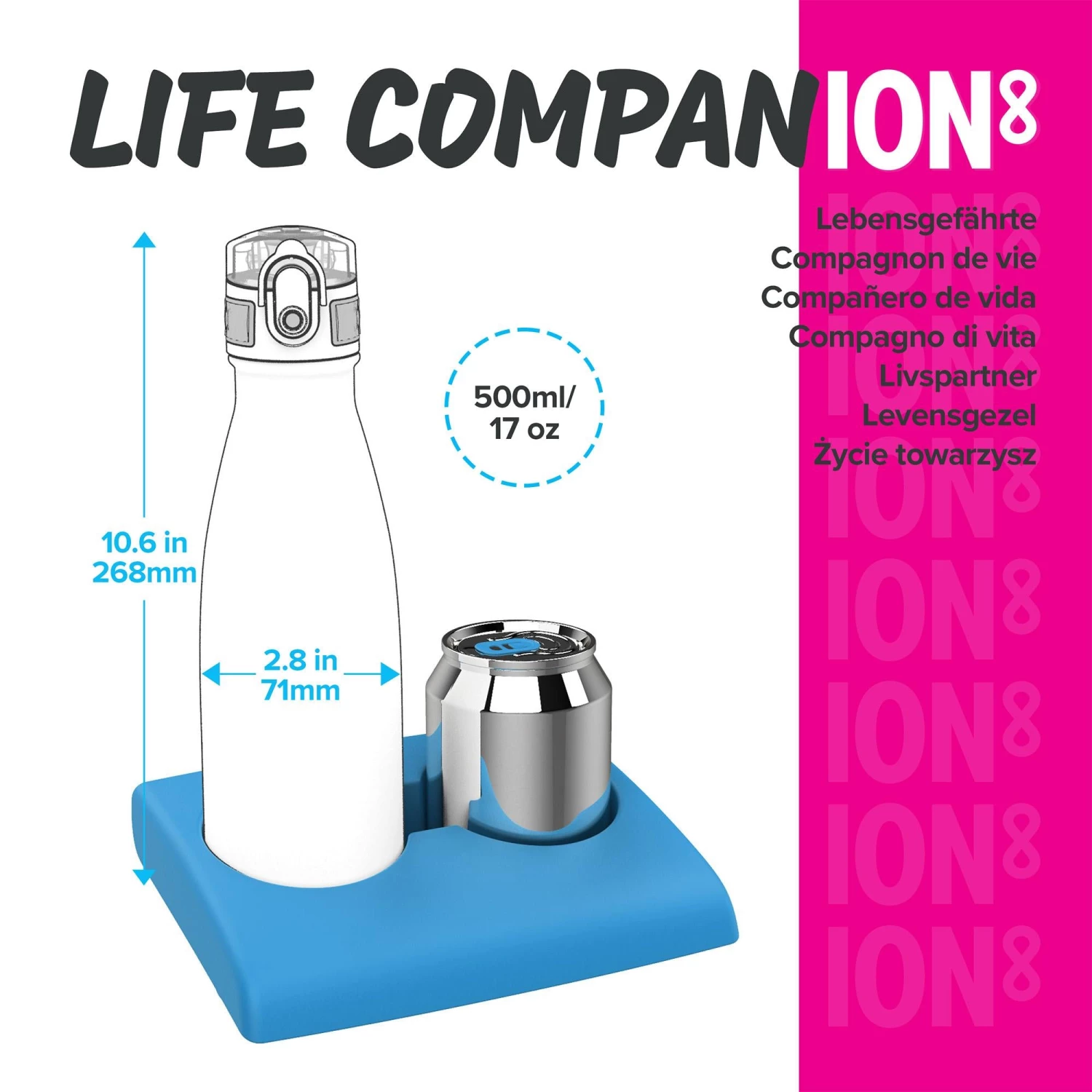 Ion8 Leak Proof Vacuum Insulated Stainless Steel Water Bottle, 500ml (17oz), Rouge Pink Water Bottles 4 Ion8 Leak Proof Vacuum Insulated Stainless Steel Water Bottle, 500ml (17oz), Rouge Pink Water Bottles