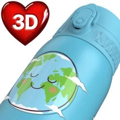 Water Bottles Ion8 Leak Proof Kids' Water Bottle, Vacuum Insulated Steel, 320ml (11oz), Happy Earth