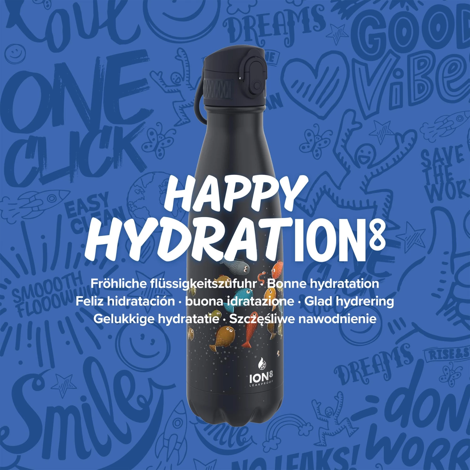 Ion8 Leak Proof Vacuum Insulated Stainless Steel Water Bottle, 500ml (17oz), Funny Fish 7 Ion8 Leak Proof Vacuum Insulated Stainless Steel Water Bottle, 500ml (17oz), Funny Fish