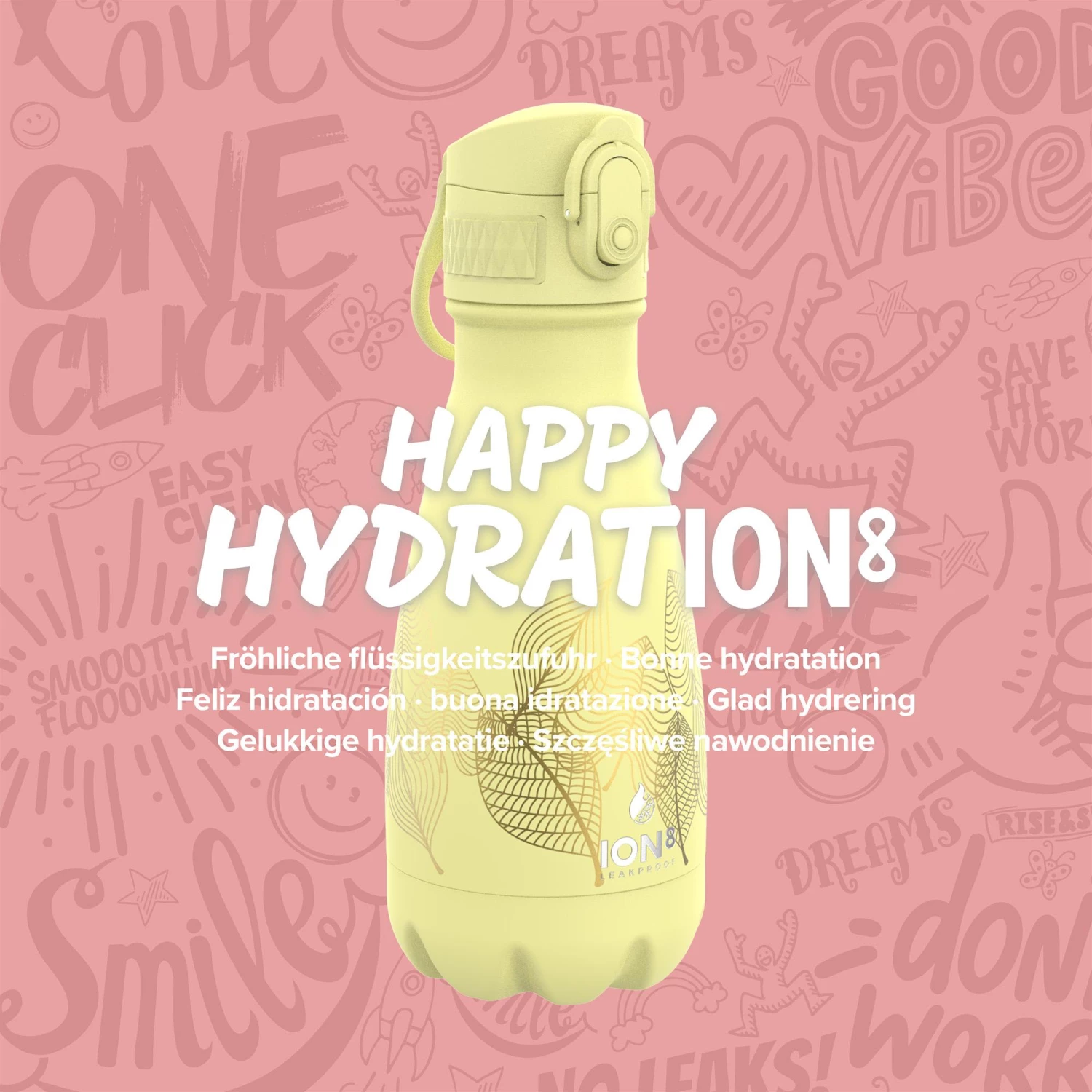 Water Bottles Ion8 Leak Proof Water Bottle, Vacuum Insulated Stainless Steel, 280ml (10oz), Yellow Floral 7 Water Bottles Ion8 Leak Proof Water Bottle, Vacuum Insulated Stainless Steel, 280ml (10oz), Yellow Floral