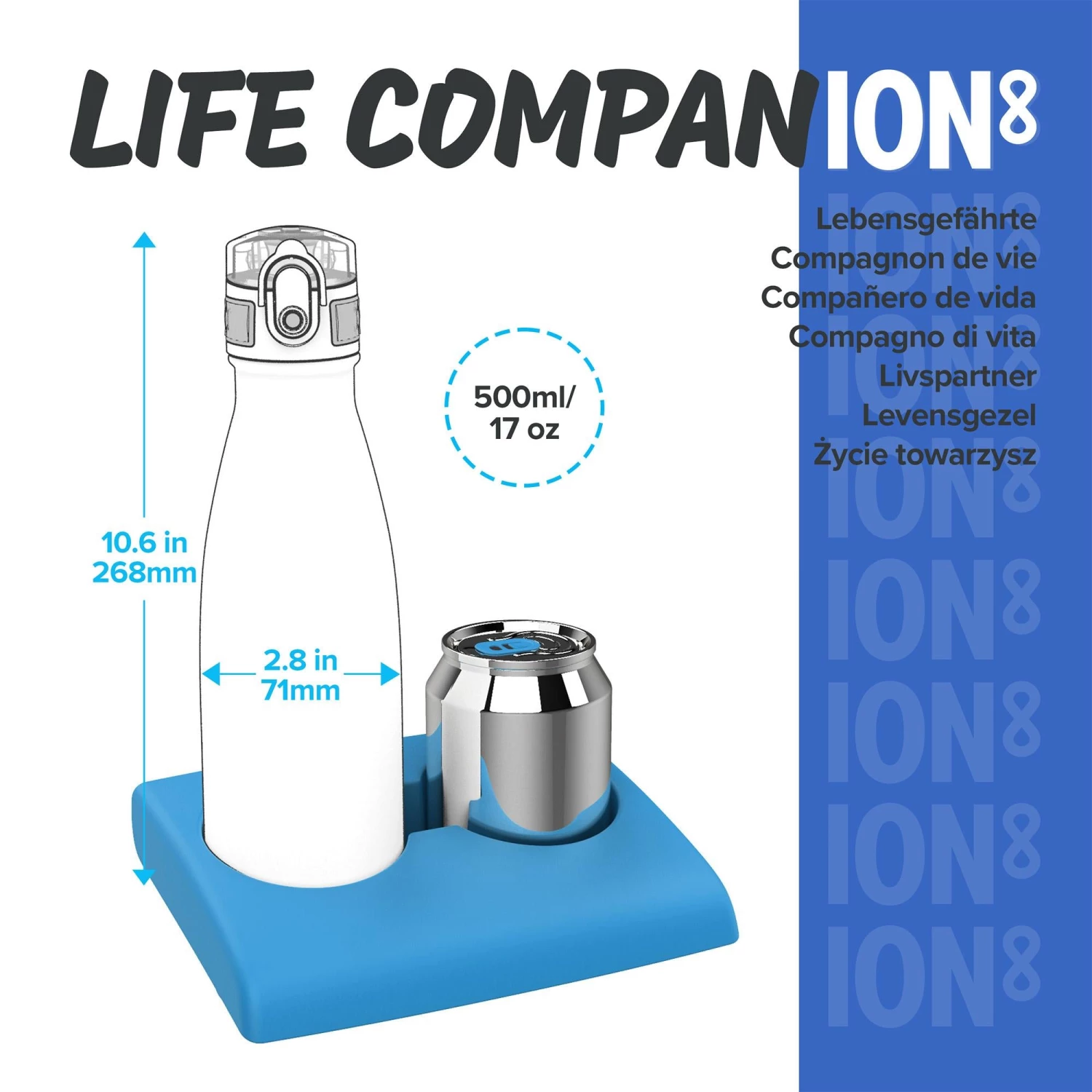 Ion8 Leak Proof Vacuum Insulated Stainless Steel Water Bottle, 500ml (17oz), Navy Water Bottles 4 Ion8 Leak Proof Vacuum Insulated Stainless Steel Water Bottle, 500ml (17oz), Navy Water Bottles