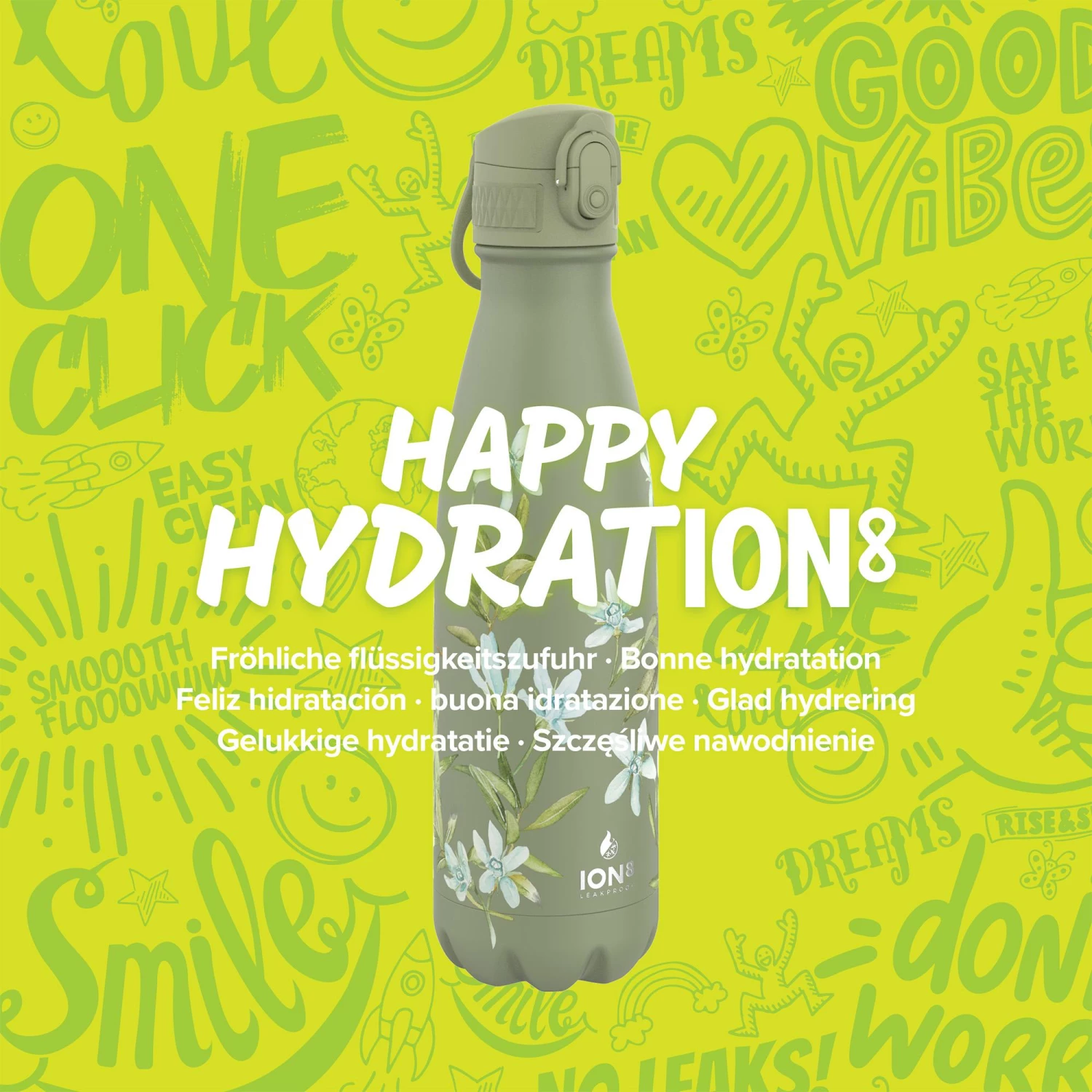 Ion8 Leak Proof Vacuum Insulated Stainless Steel Water Bottle, 500ml (17oz), Lily Pad Floral Water Bottles 7 Ion8 Leak Proof Vacuum Insulated Stainless Steel Water Bottle, 500ml (17oz), Lily Pad Floral Water Bottles