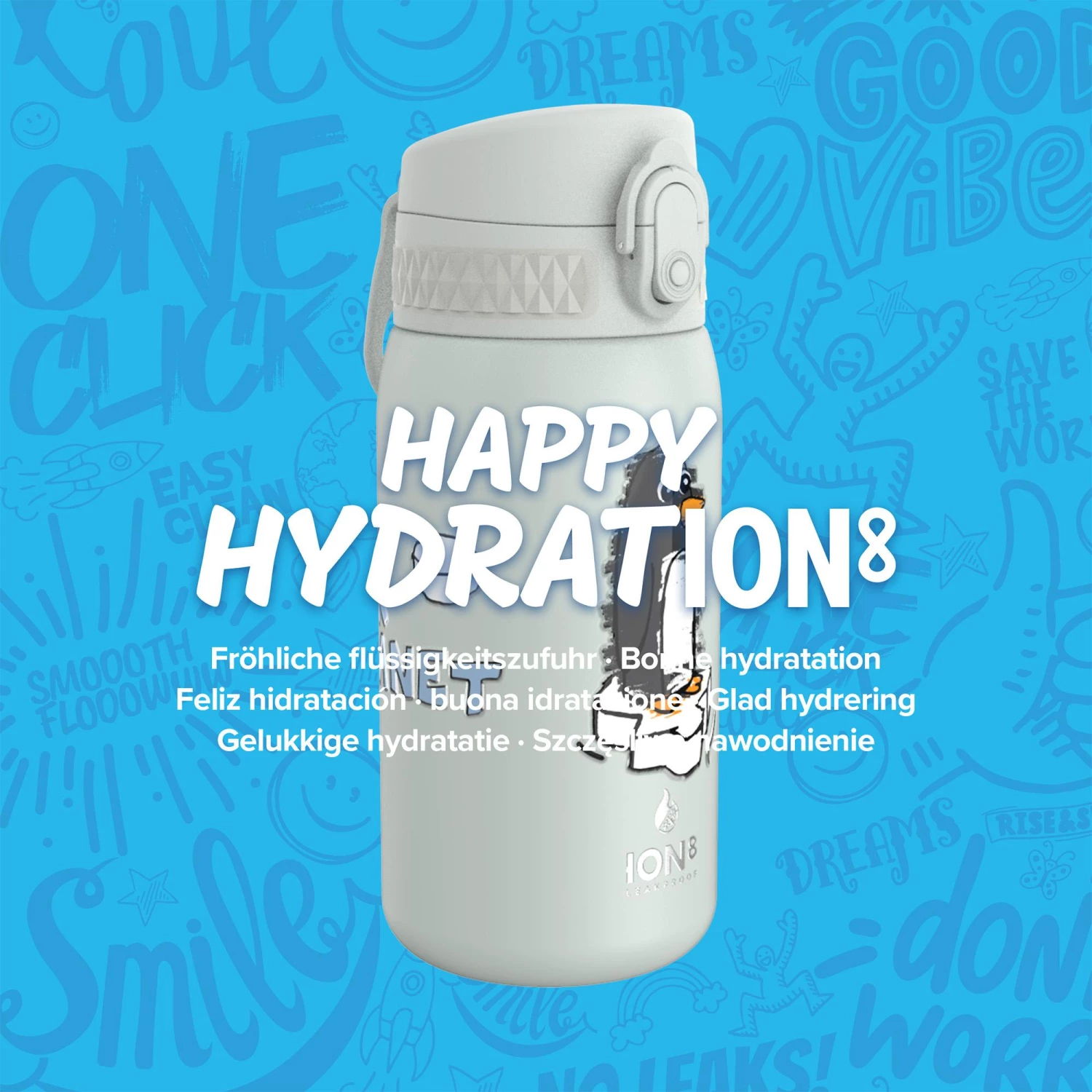 Ion8 Leak Proof Kids' Water Bottle, Vacuum Insulated Steel, 320ml (11oz), Our Planet 8 Ion8 Leak Proof Kids' Water Bottle, Vacuum Insulated Steel, 320ml (11oz), Our Planet