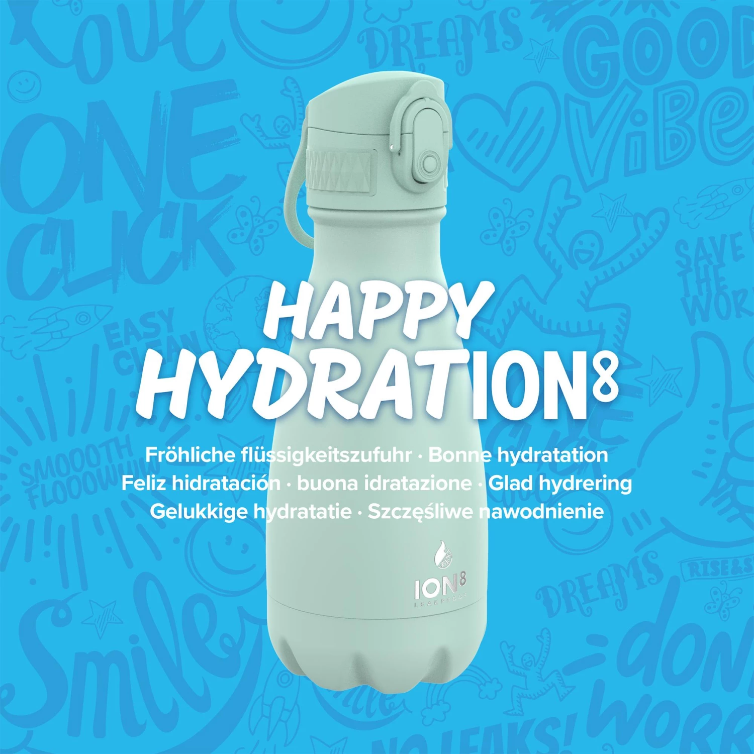 Ion8 Leak Proof Water Bottle, Vacuum Insulated Stainless Steel, 280ml (10oz), Sonic 7 Ion8 Leak Proof Water Bottle, Vacuum Insulated Stainless Steel, 280ml (10oz), Sonic