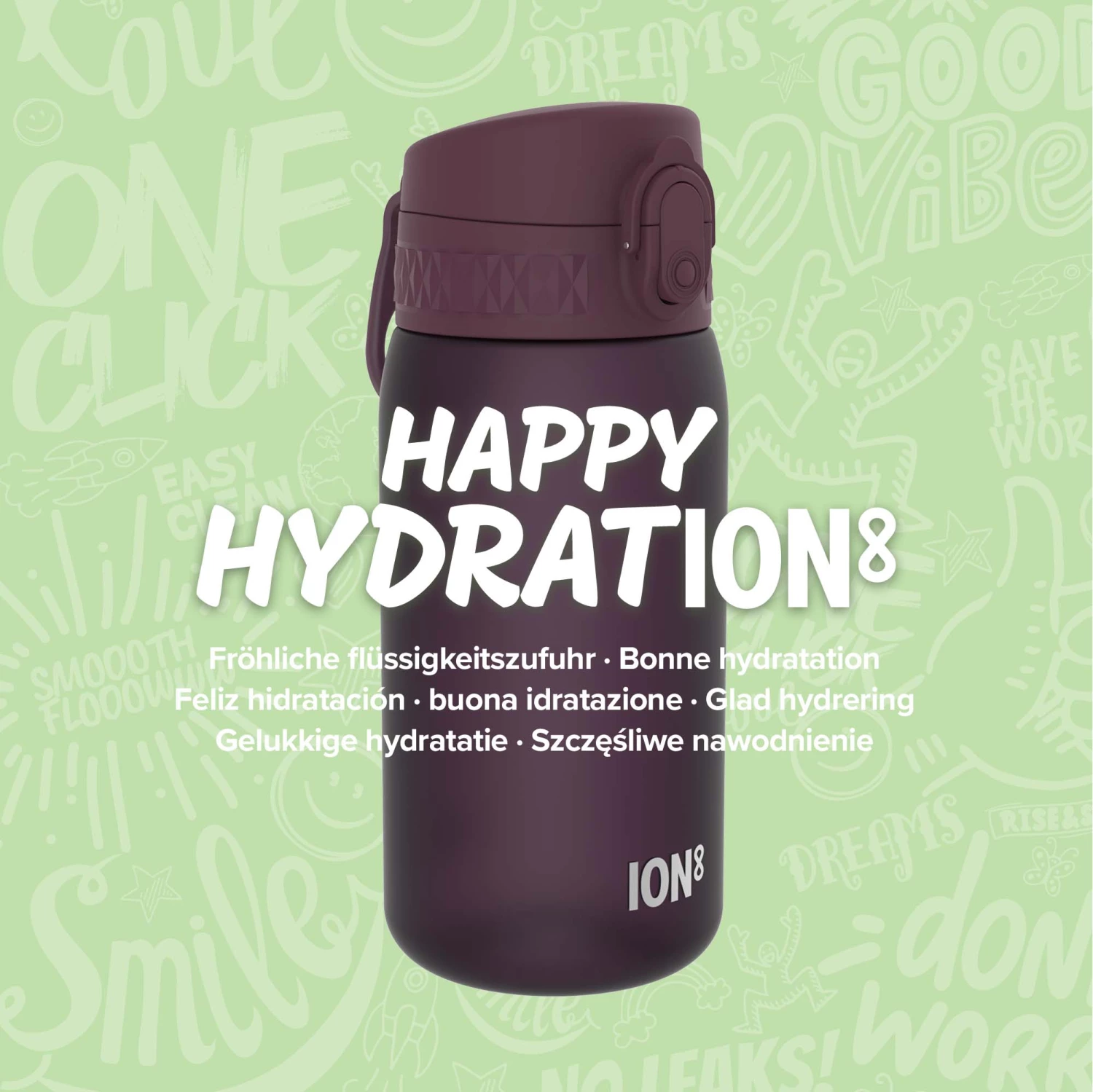 Ion8 Leak Proof Kids' Water Bottle, BPA Free, Blackberry, 400ml (13oz) Water Bottles 8 Ion8 Leak Proof Kids' Water Bottle, BPA Free, Blackberry, 400ml (13oz) Water Bottles