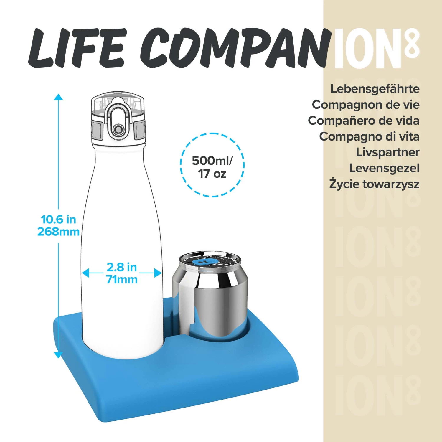 Ion8 Leak Proof Water Bottle, Vacuum Insulated, Dark Leaves, 500ml Mini Lid Water Bottles 4 Ion8 Leak Proof Water Bottle, Vacuum Insulated, Dark Leaves, 500ml Mini Lid Water Bottles