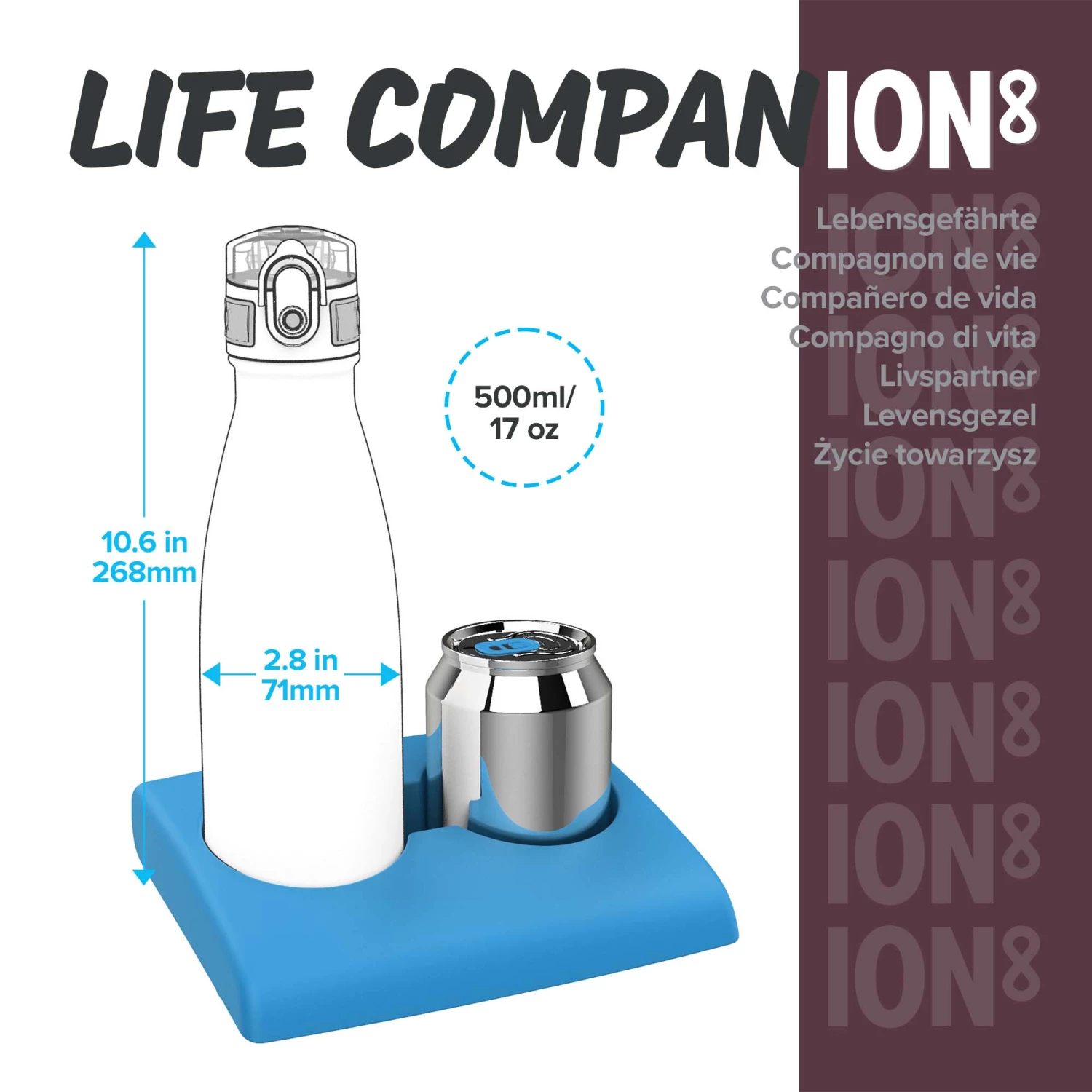 Ion8 Leak Proof Water Bottle, Vacuum Insulated, Light Leaves, 500ml Mini Lid 4 Ion8 Leak Proof Water Bottle, Vacuum Insulated, Light Leaves, 500ml Mini Lid