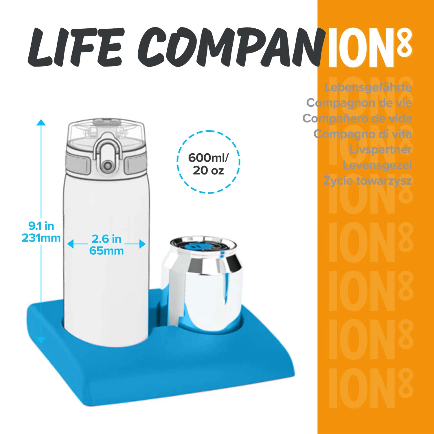 Ion8 Leak Proof Slim Water Bottle, Stainless Steel, SavethePlanet, 600ml (20oz) Water Bottles 5 Ion8 Leak Proof Slim Water Bottle, Stainless Steel, SavethePlanet, 600ml (20oz) Water Bottles