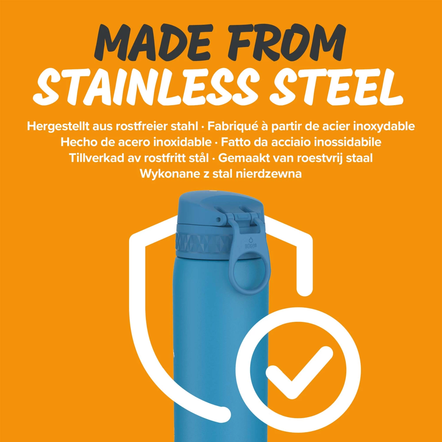 Ion8 Leak Proof Slim Water Bottle, Stainless Steel, SavethePlanet, 600ml (20oz) Water Bottles 6 Ion8 Leak Proof Slim Water Bottle, Stainless Steel, SavethePlanet, 600ml (20oz) Water Bottles