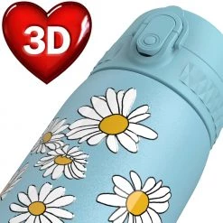 Ion8 Leak Proof Slim Water Bottle, Stainless Steel, Daisies, 600ml (20oz) Water Bottles