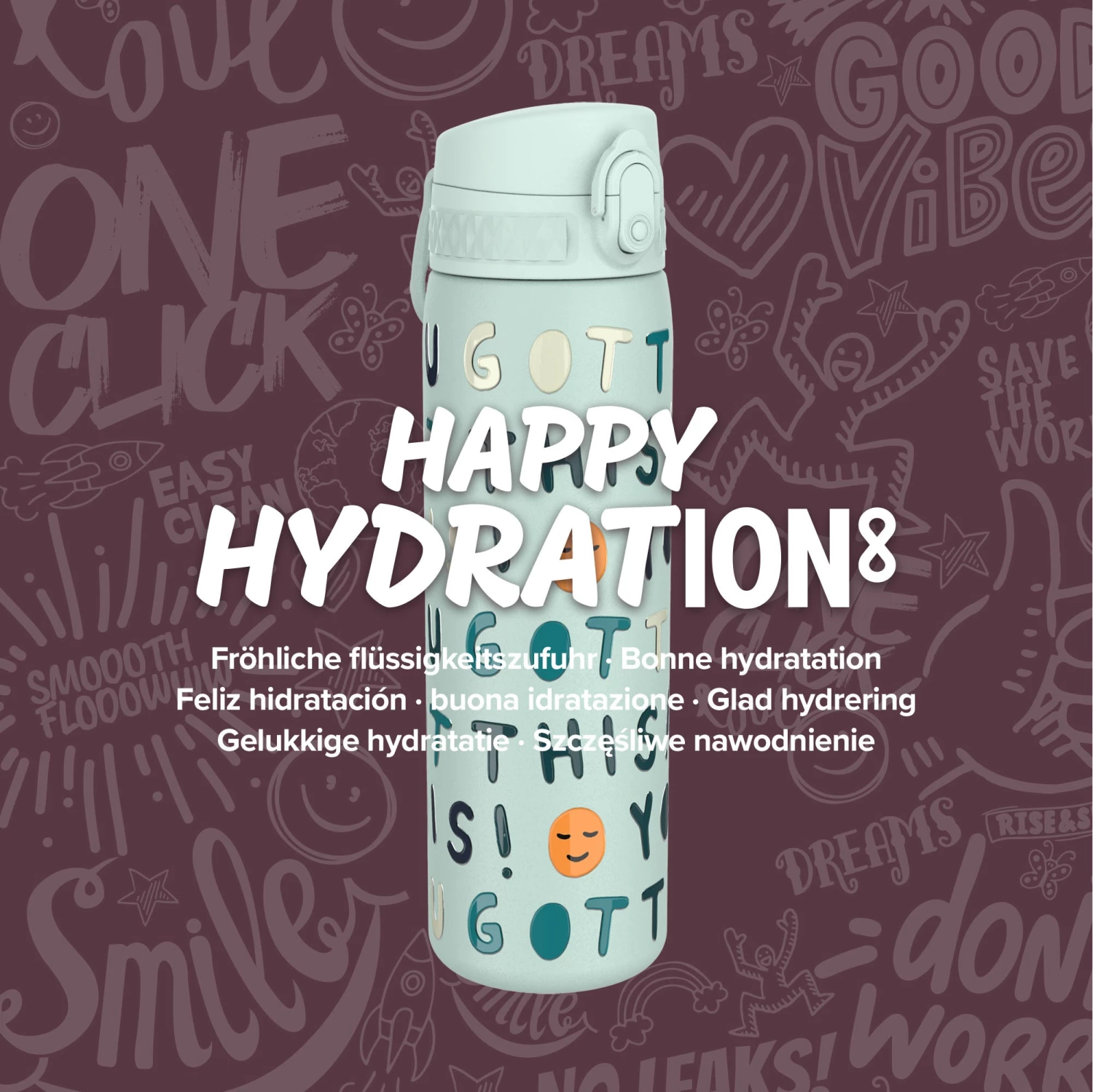 Ion8 Leak Proof Slim Water Bottle, Vacuum Insulated, You Got This, 500ml (17oz) Water Bottles 9 Ion8 Leak Proof Slim Water Bottle, Vacuum Insulated, You Got This, 500ml (17oz) Water Bottles