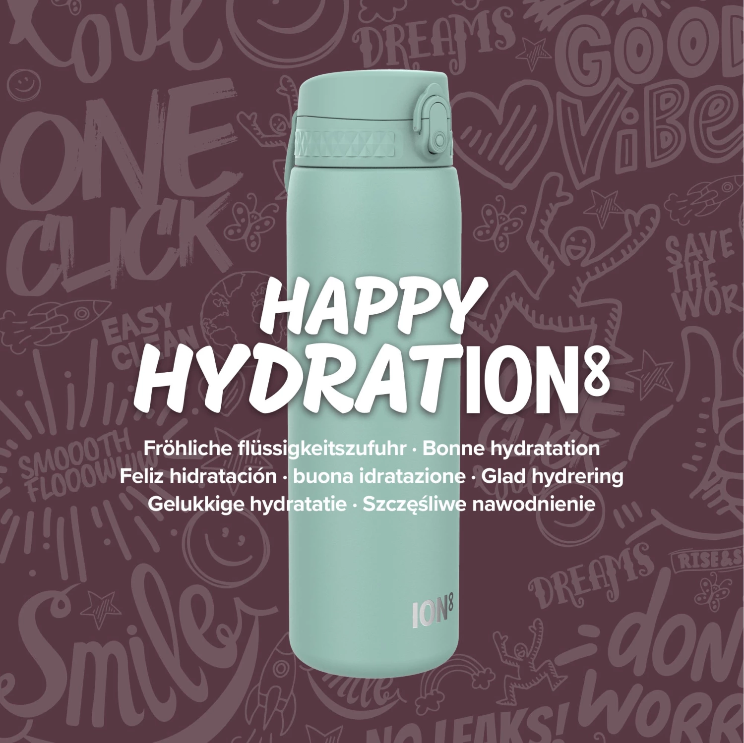 Ion8 Leak Proof 1 Litre Water Bottle, Vacuum Insulated, Turquoise, 920ml(31oz) 8 Ion8 Leak Proof 1 Litre Water Bottle, Vacuum Insulated, Turquoise, 920ml(31oz)