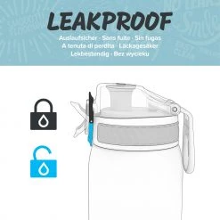 Water Bottles Ion8 Leak Proof Slim Water Bottle, Stainless Steel, Cats, 600ml (20oz)