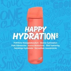 Ion8 Leak Proof Slim Water Bottle, BPA Free, Coral, 600ml (20oz)