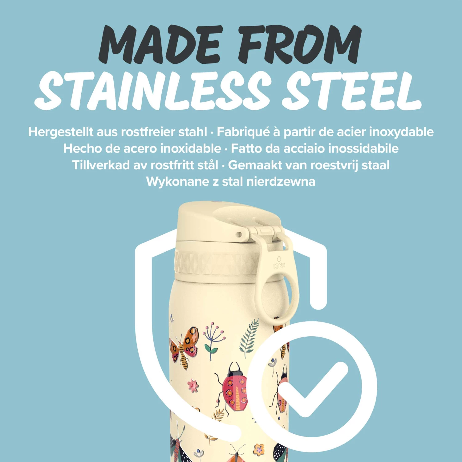 Ion8 Leak Proof Kids' Water Bottle, Stainless Steel, Bugs Life, 400ml (13oz) 7 Ion8 Leak Proof Kids' Water Bottle, Stainless Steel, Bugs Life, 400ml (13oz)