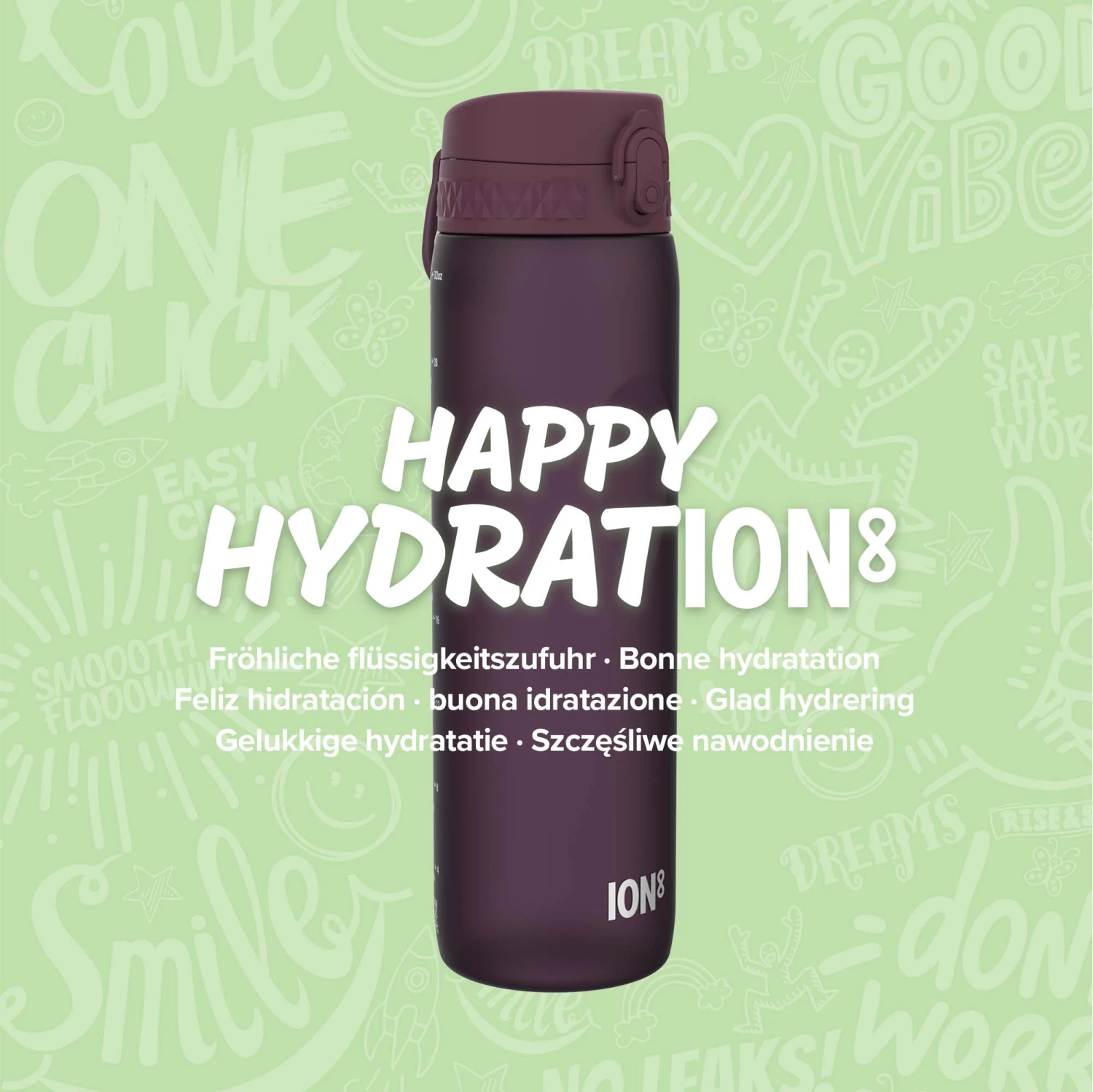 Ion8 Leak Proof 1 Litre Water Bottle, BPA Free, Blackberry, 1100ml (36oz) Water Bottles 8 Ion8 Leak Proof 1 Litre Water Bottle, BPA Free, Blackberry, 1100ml (36oz) Water Bottles