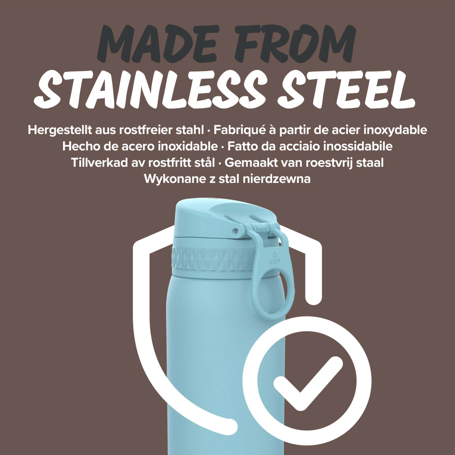 Ion8 Leak Proof Kids' Water Bottle, Stainless Steel, Alaskan Blue, 400ml (13oz) Water Bottles 6 Ion8 Leak Proof Kids' Water Bottle, Stainless Steel, Alaskan Blue, 400ml (13oz) Water Bottles