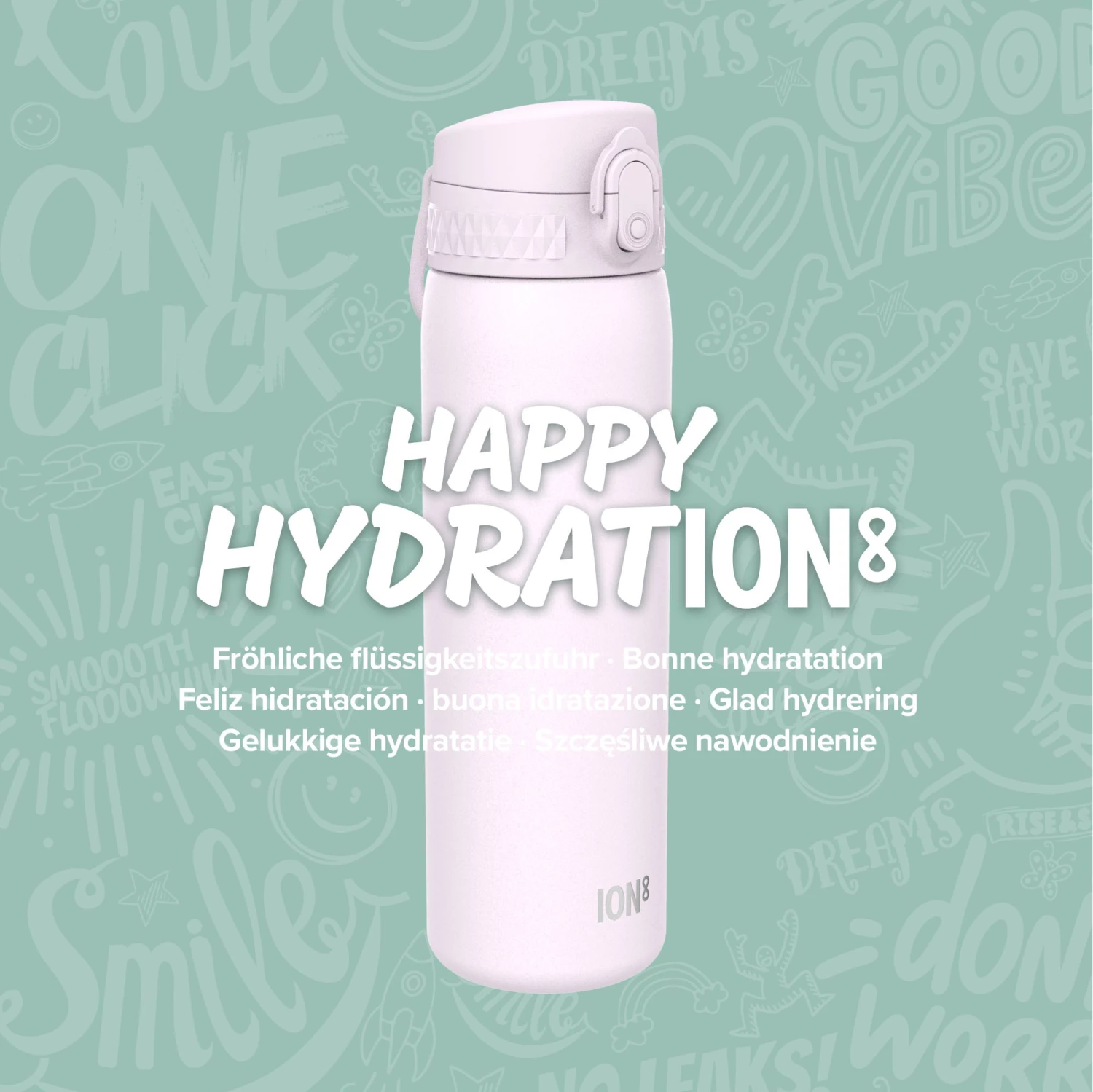 Ion8 Leak Proof Slim Water Bottle, Stainless Steel, Lilac Dusk, 600ml (20oz) 8 Ion8 Leak Proof Slim Water Bottle, Stainless Steel, Lilac Dusk, 600ml (20oz)