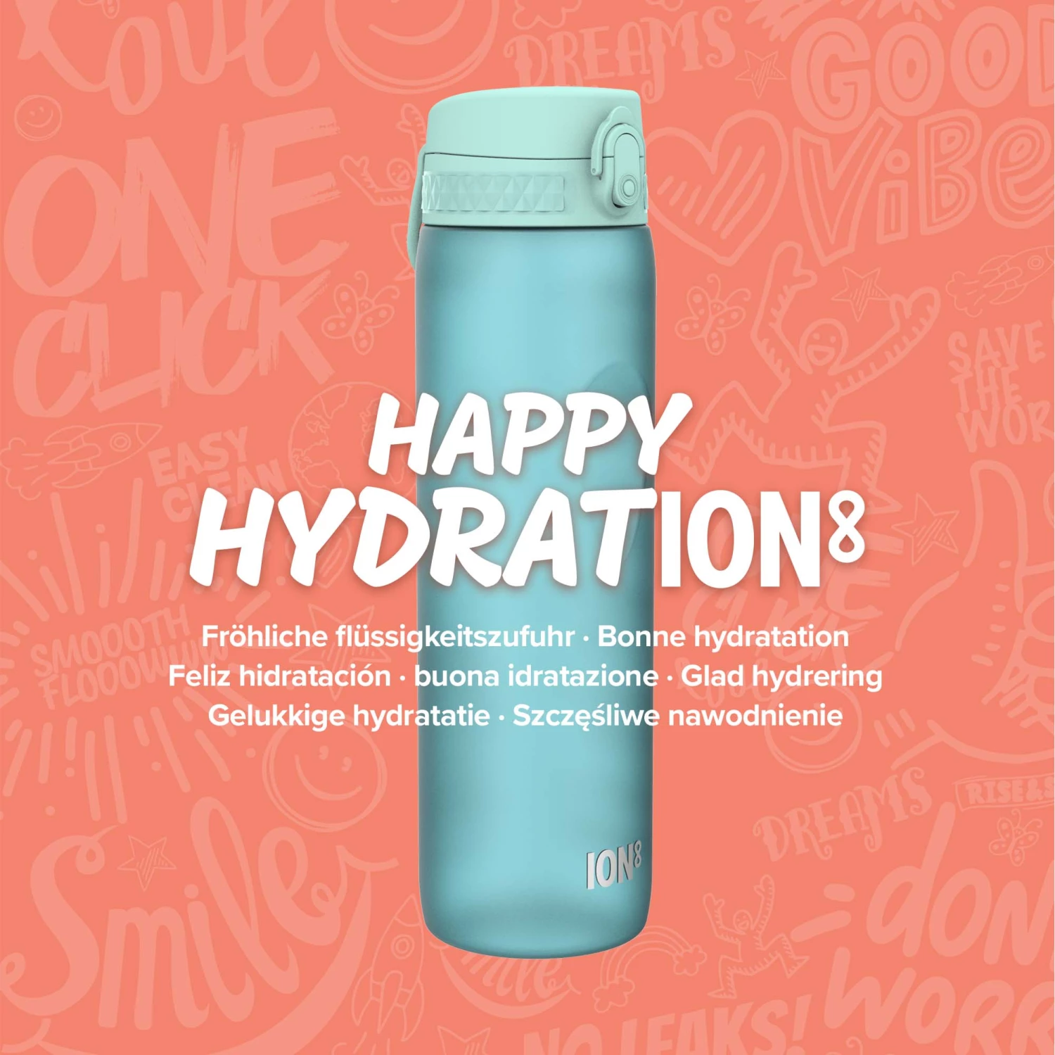 Water Bottles Ion8 Leak Proof 1 Litre Water Bottle, BPA Free, Sonic Blue Motivator, 1100ml 9 Water Bottles Ion8 Leak Proof 1 Litre Water Bottle, BPA Free, Sonic Blue Motivator, 1100ml