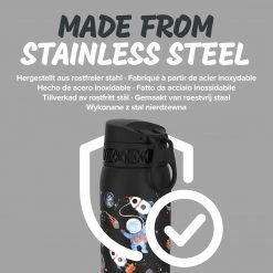 Ion8 Leak Proof Kids' Water Bottle, Stainless Steel, Space, 400ml (13oz)