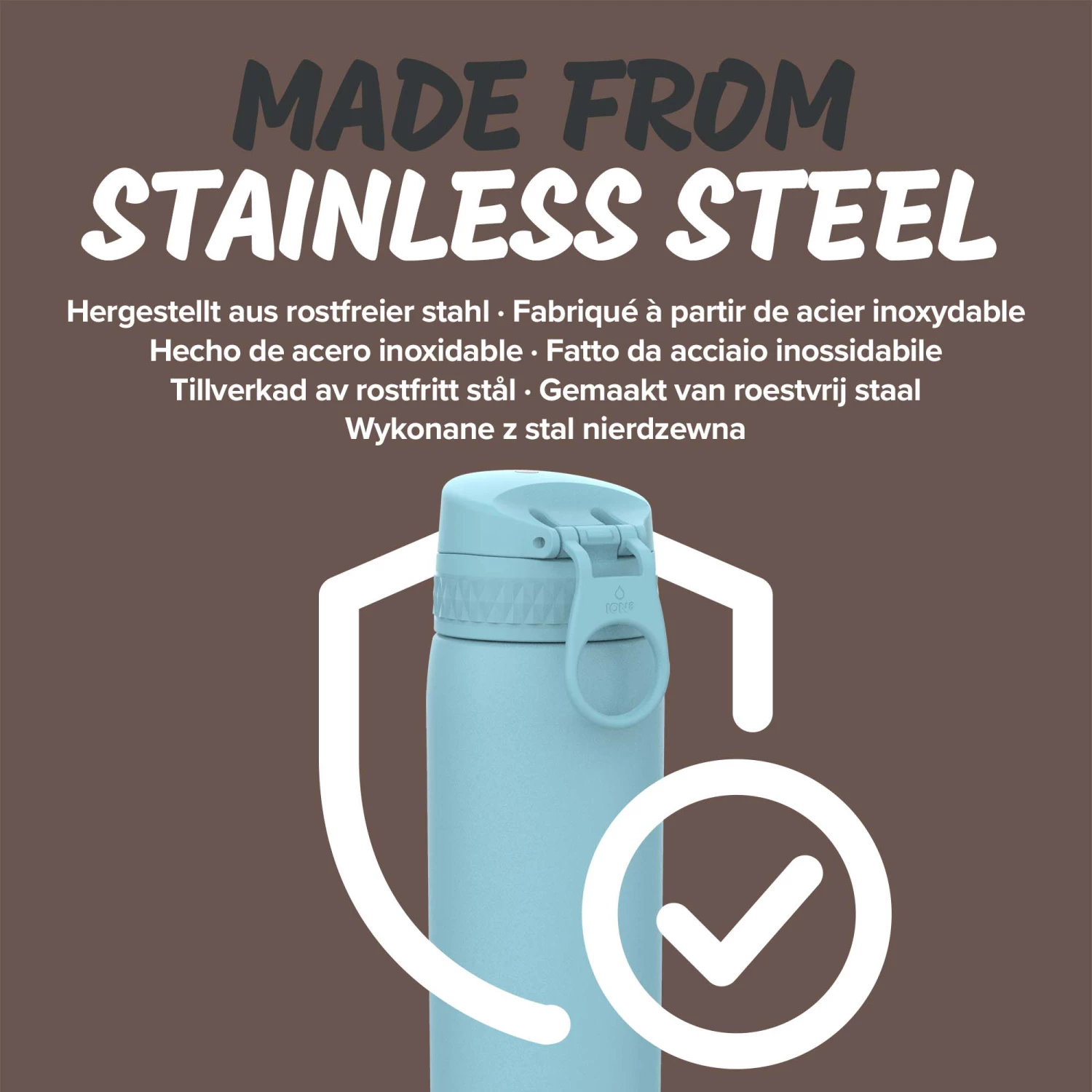 Ion8 Leak Proof Slim Water Bottle, Stainless Steel, Alaskan Blue, 600ml (20oz) Water Bottles 6 Ion8 Leak Proof Slim Water Bottle, Stainless Steel, Alaskan Blue, 600ml (20oz) Water Bottles