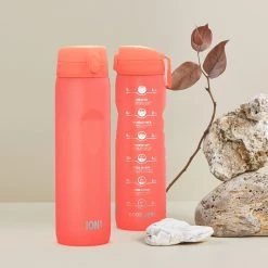 Ion8 Leak Proof 1 Litre Water Bottle, BPA Free, Coral Motivator, 1100ml (36oz) Water Bottles