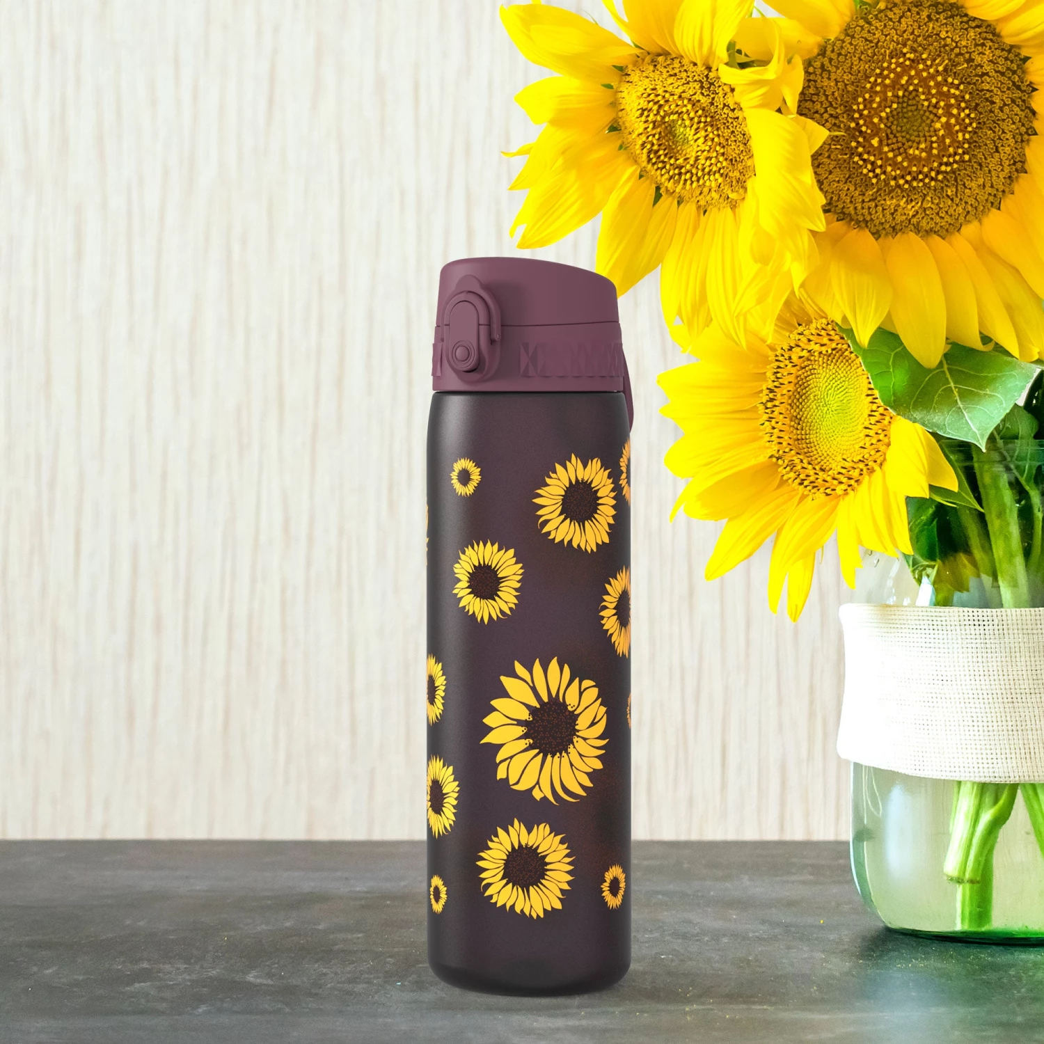 Ion8 Leak Proof Slim Water Bottle, BPA Free, Sunflowers, 600ml (20oz) 2 Ion8 Leak Proof Slim Water Bottle, BPA Free, Sunflowers, 600ml (20oz)