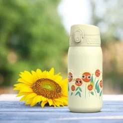 Ion8 Leak Proof Kids' Water Bottle, Stainless Steel, Sunflowers, 400ml (13oz) Water Bottles