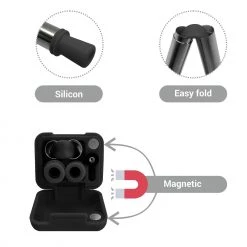 Ion8 Collapsible Reusable Stainless Steel Drinking Straw With Travel Case, Black