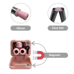 Ion8 Collapsible Reusable Stainless Steel Drinking Straw With Travel Case, Pink Xtras & Add-Ons